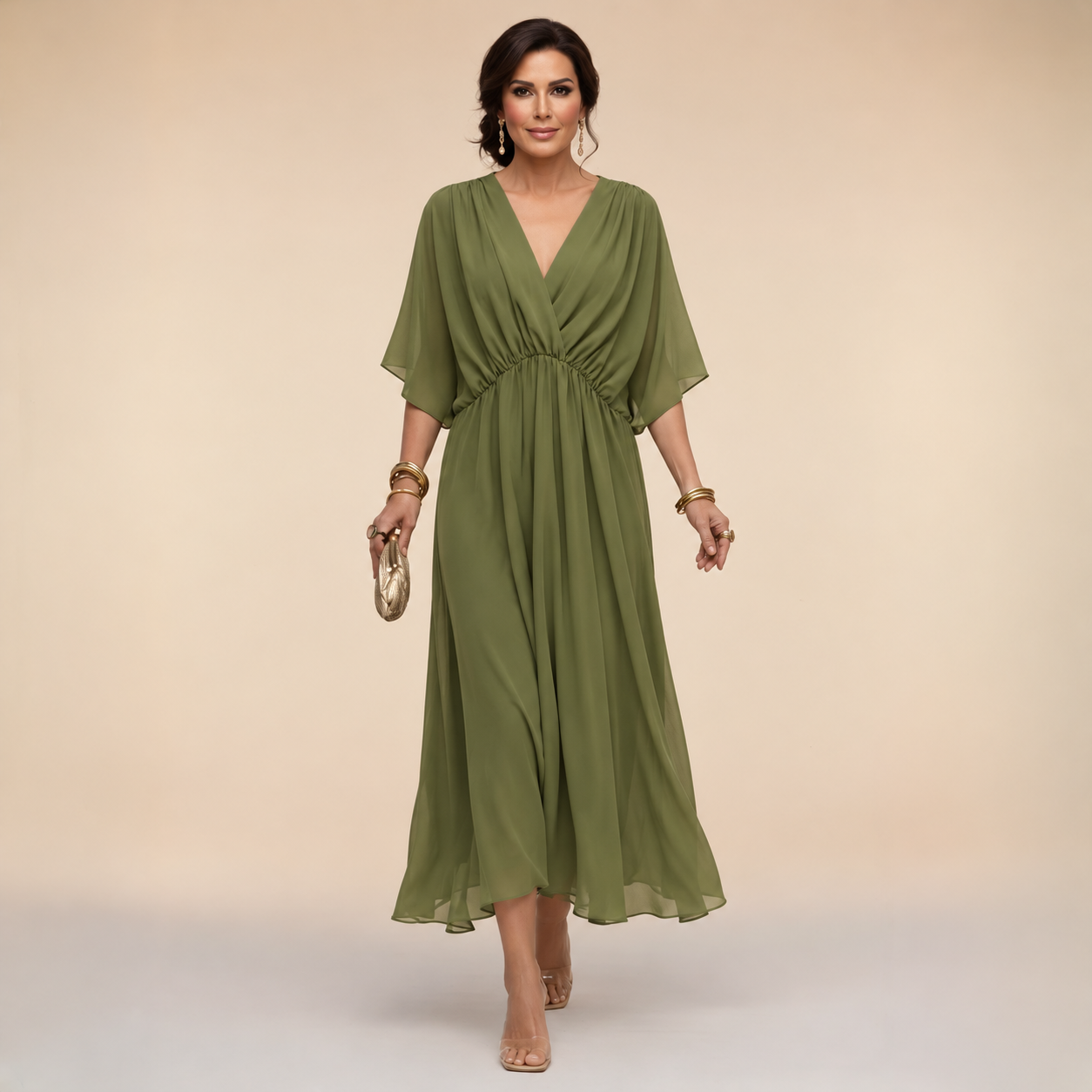 Erika – Elegant Flowing V-Neck Dress
