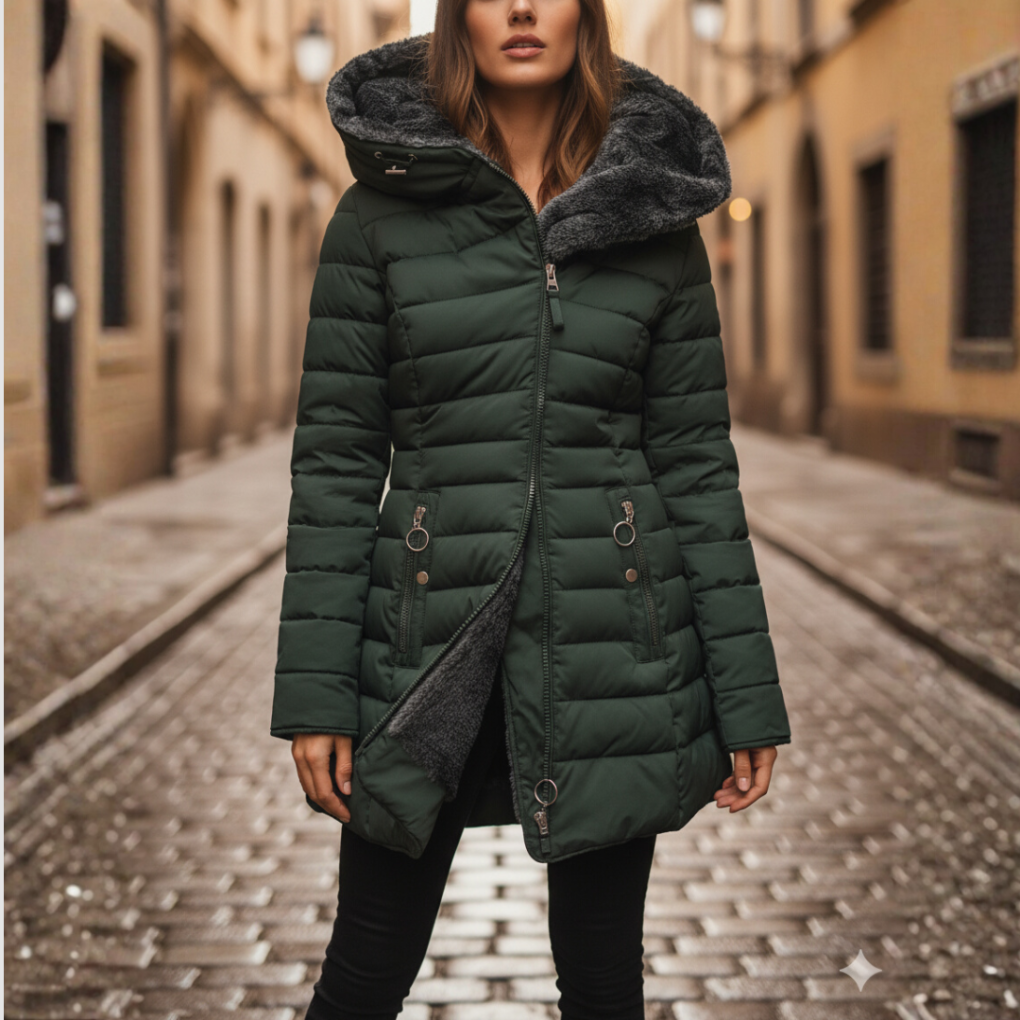 Women’s winter jacket with hood and quilted design - J&B; - 3 - London-stylehouse.com