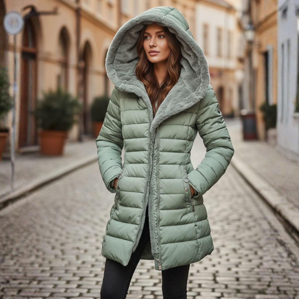 Women’s winter jacket with hood and quilted design - J&B; - 2 - London-stylehouse.com