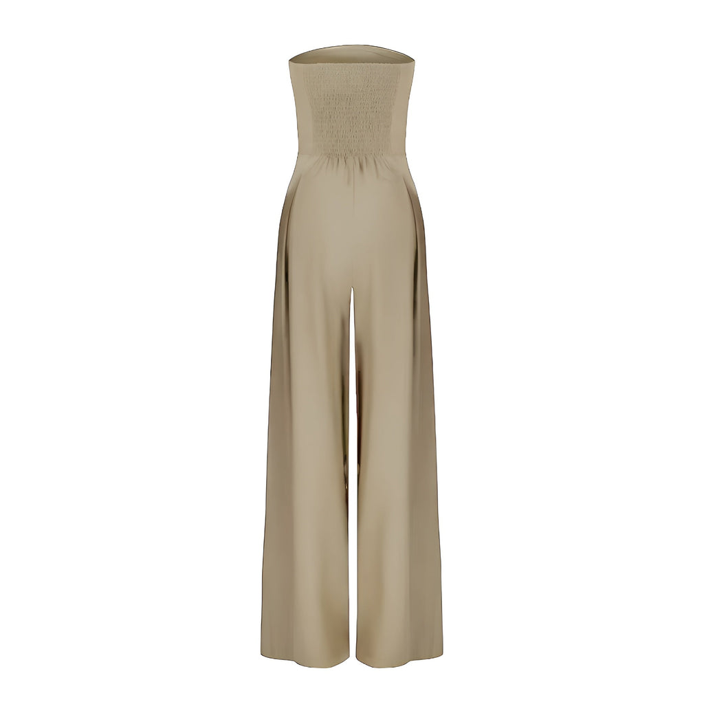 Strapless jumpsuit for women with wide-leg trousers and pockets - J&B; - 4 - London-stylehouse.com