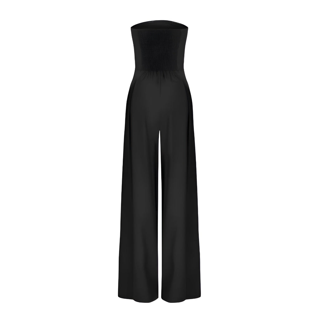 Strapless jumpsuit for women with wide-leg trousers and pockets - J&B; - 6 - London-stylehouse.com