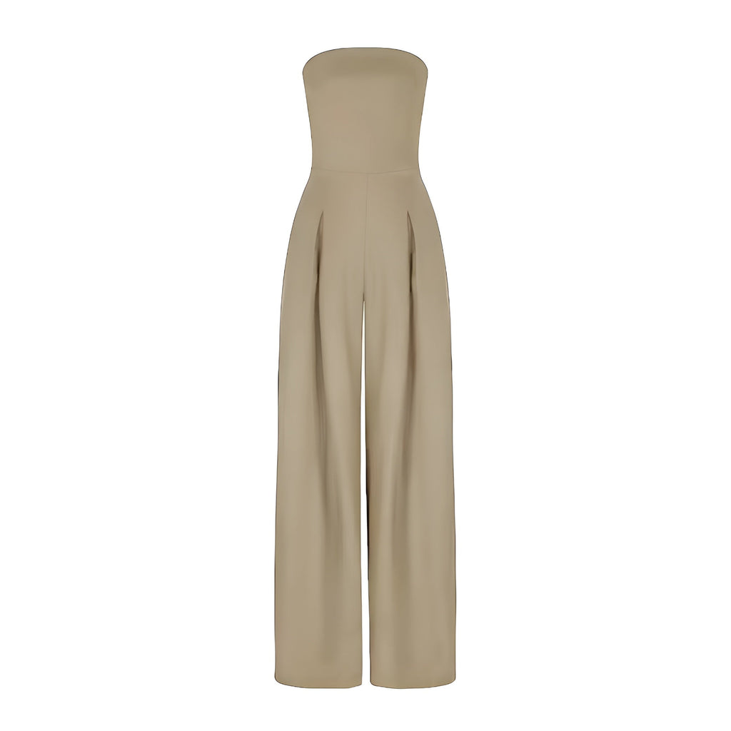 Strapless jumpsuit for women with wide-leg trousers and pockets - J&B; - 5 - London-stylehouse.com
