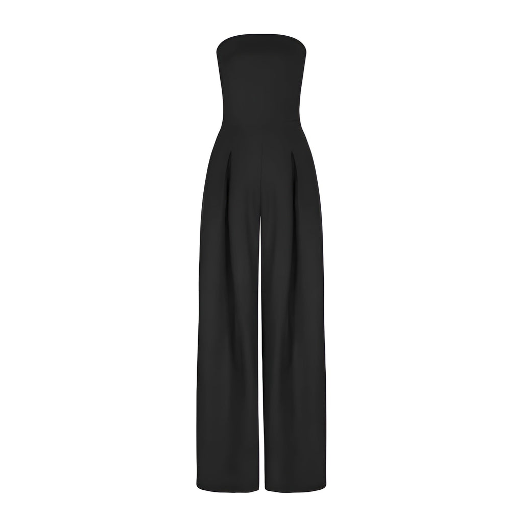 Strapless jumpsuit for women with wide-leg trousers and pockets - J&B; - 7 - London-stylehouse.com