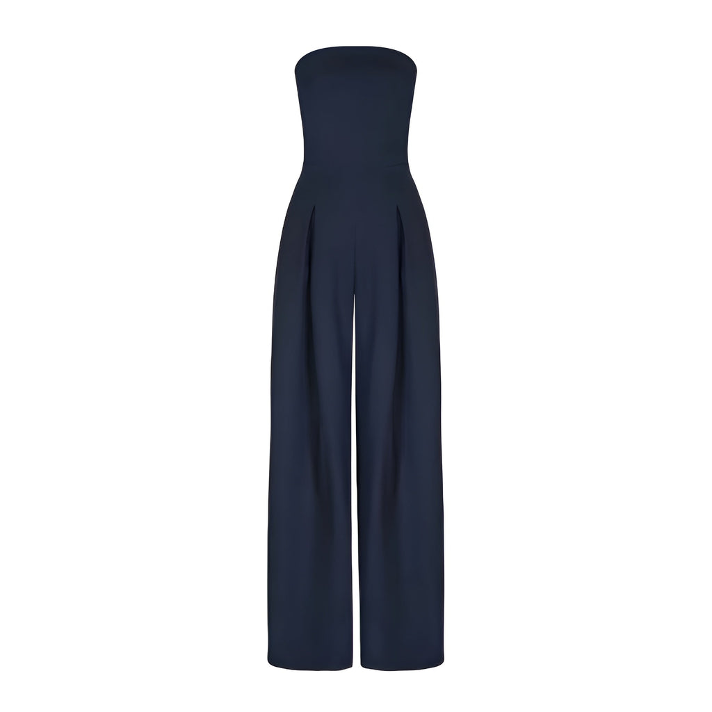 Strapless jumpsuit for women with wide-leg trousers and pockets - J&B; - 8 - London-stylehouse.com
