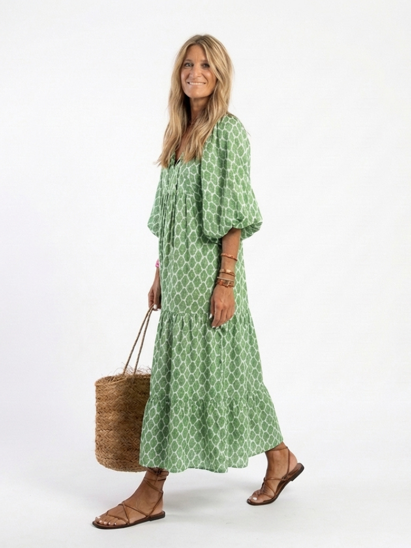 Carina – Elegant Quarter Sleeve V Neck Dress for Women - Image 2