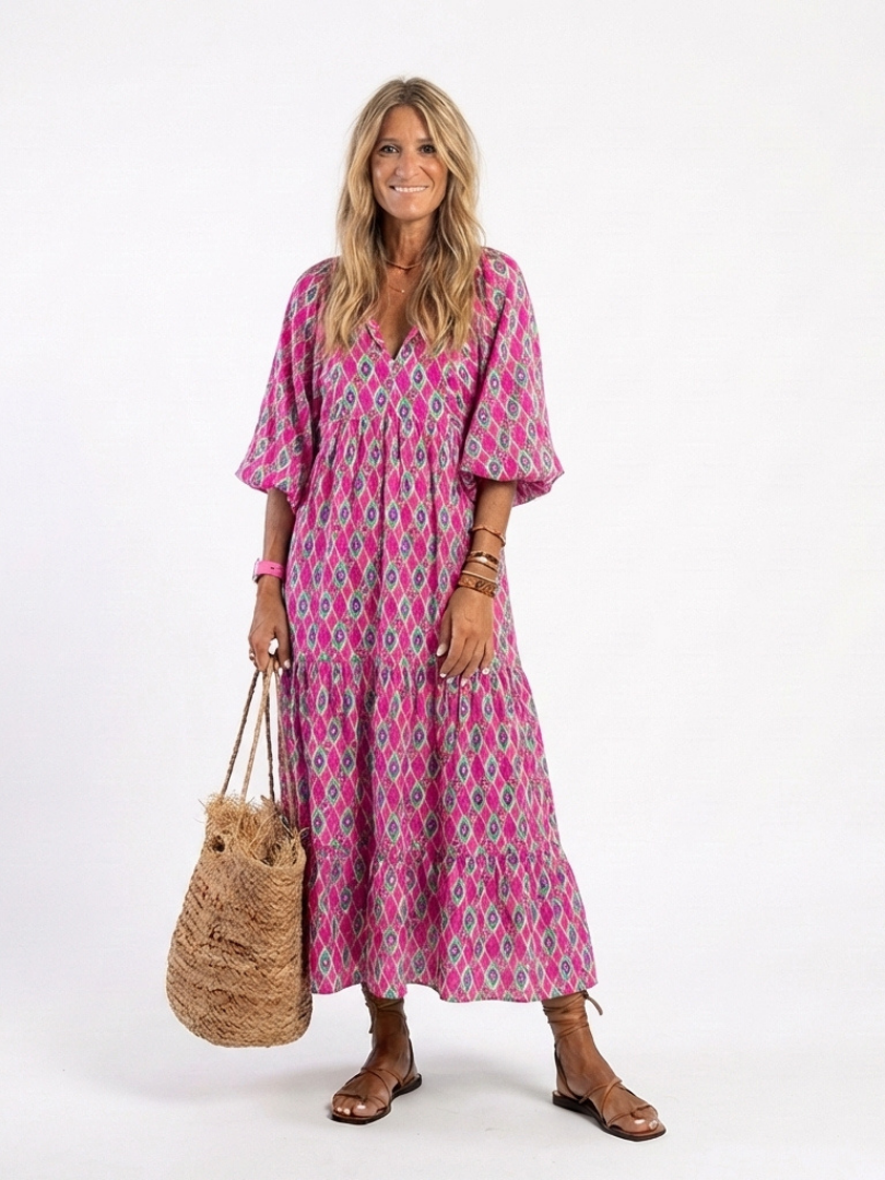 Carina – Elegant Quarter Sleeve V Neck Dress for Women - Image 5