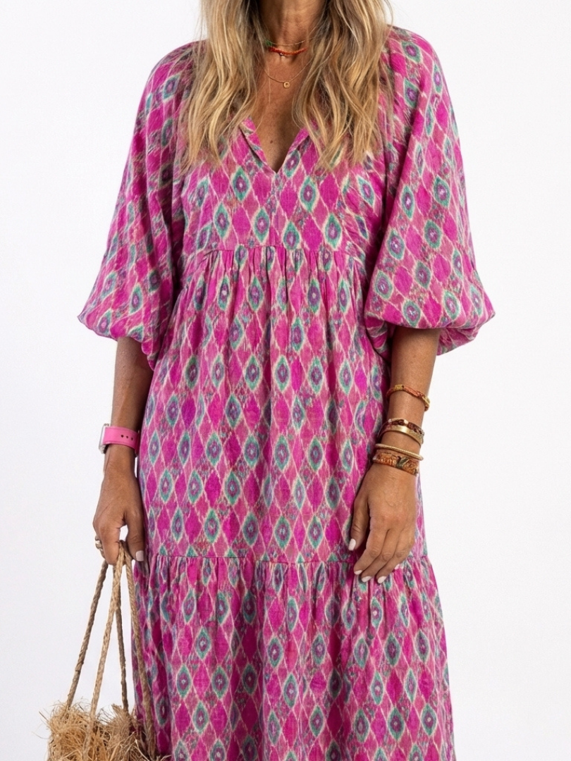 Carina – Elegant Quarter Sleeve V Neck Dress for Women - Image 7