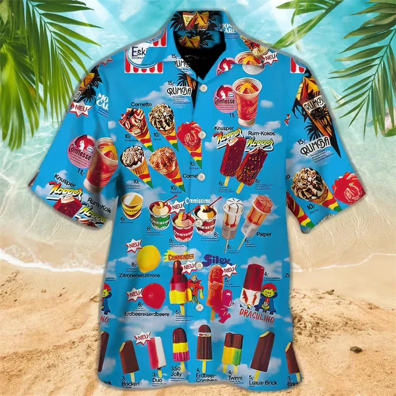 Jake – Ice cream shirt short sleeve with buttons men's shirts - Image 2