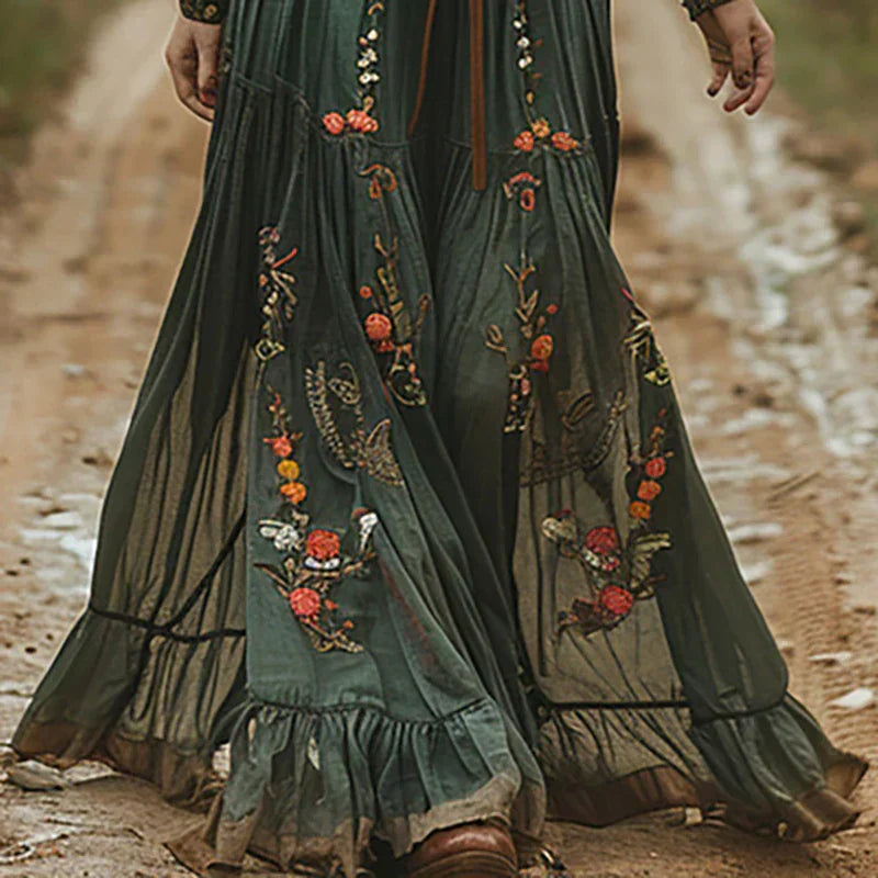 Helga – Women Bohemian Floral  Dress - Image 3