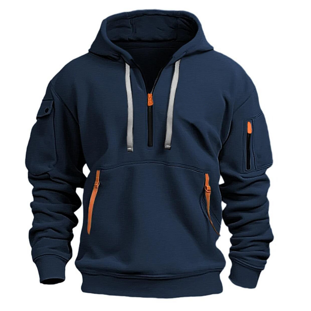 Men's hoodie with zipped pockets and a hood - J&B; - 1 - London-stylehouse.com