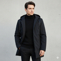 Long men's jacket with hood and zip - J&B; - 1 - London-stylehouse.com