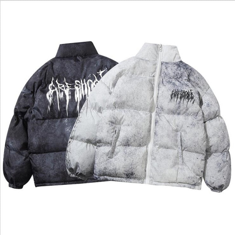 Men’s oversized down jacket with a striking print - J&B; - 1 - London-stylehouse.com