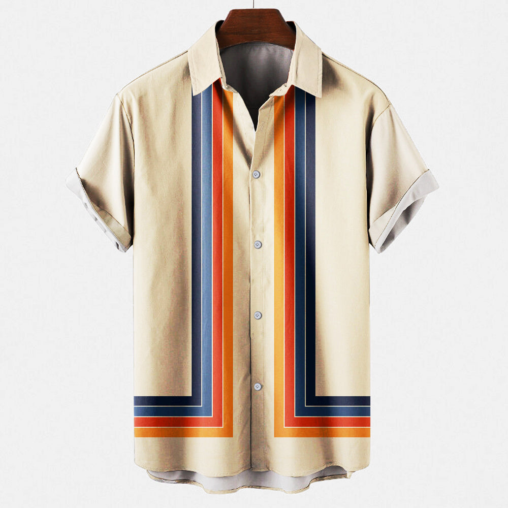 Noah retro relaxed-fit short-sleeved shirt in beige