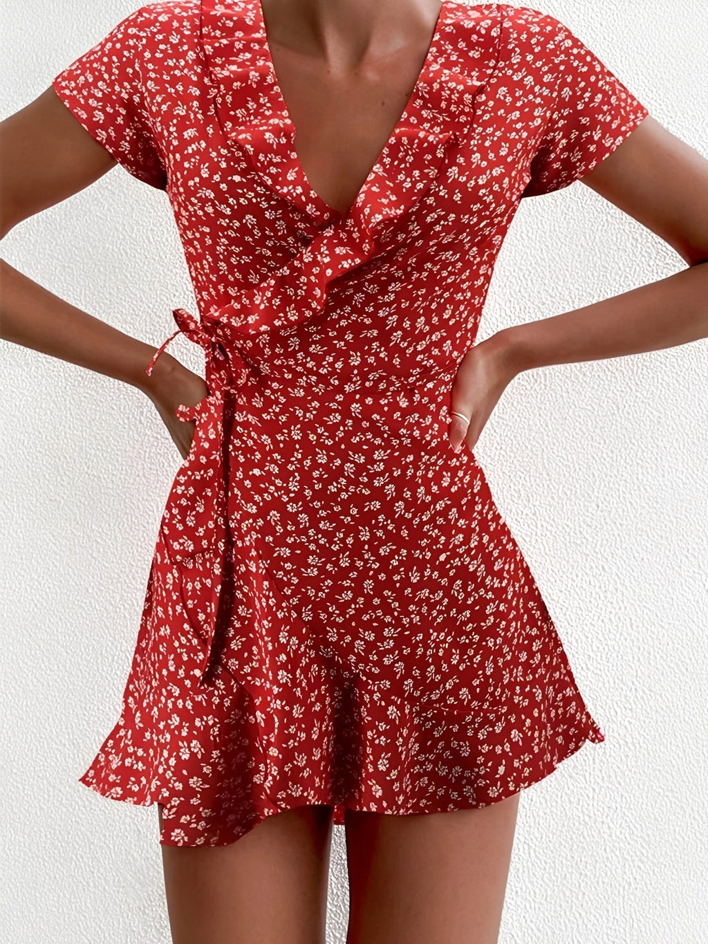 Ronja – V-neck Ruffled Wrap  Dress - Image 1
