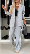 Two-piece set comprising a blazer and trousers in a relaxed fit for women, with a striped pattern - J&B; - 1 - London-stylehouse.com