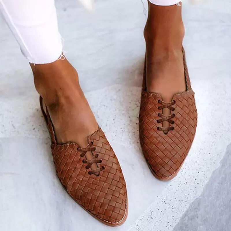Charlotte woven slip-on shoes in dark brown
