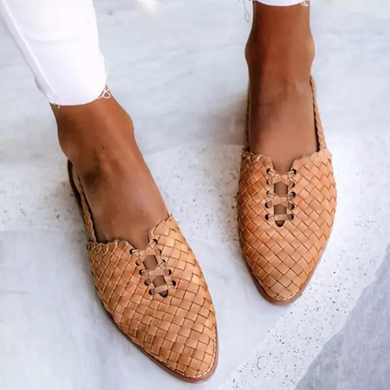 Charlotte woven slip-on shoes in brown
