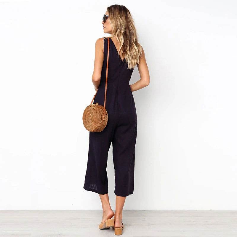 Irina – Chic V-neck Summer Jumpsuit - Image 2