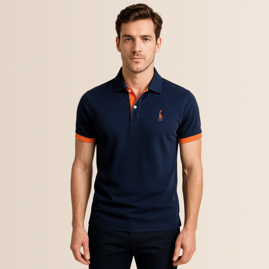Oliver – Men's Cotton Polo Shirt with Stand-Up Collar - Image 1