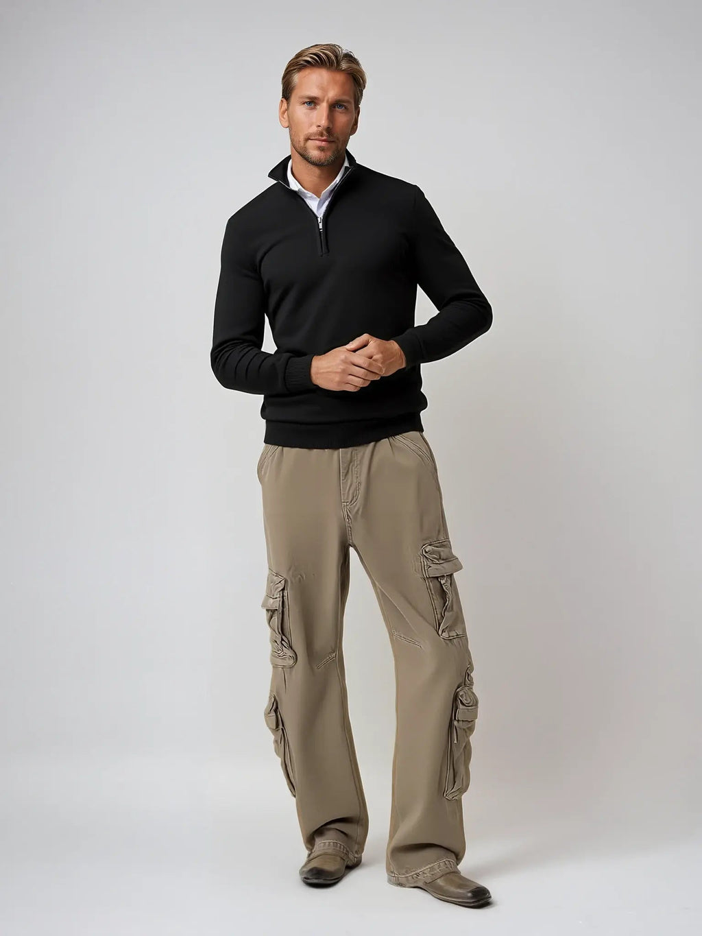 Men’s jacket with a quarter-length zip, loose fit and ribbed hem - J&B; - 7 - London-stylehouse.com