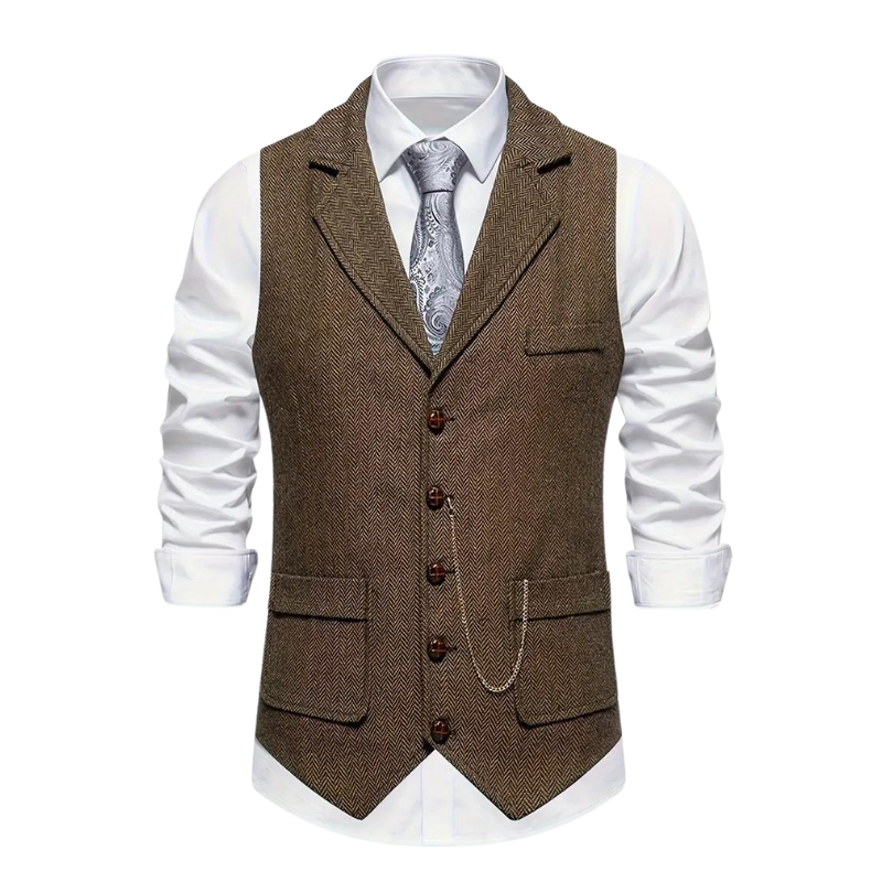 Felix stylish herringbone waistcoat in coffee