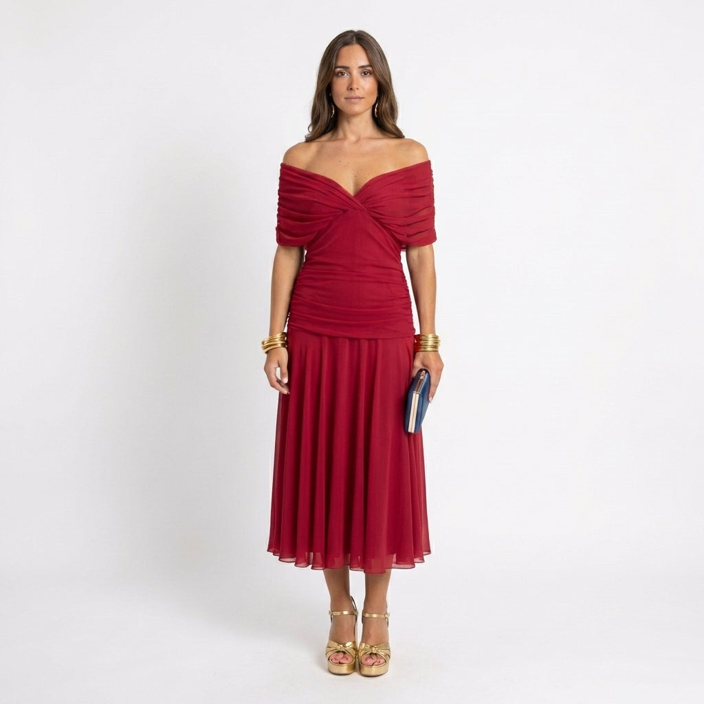 Karina– Elegant Off-Shoulder Dress for Women - Image 1