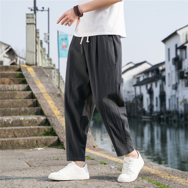 Markus casual summer trousers in dark grey