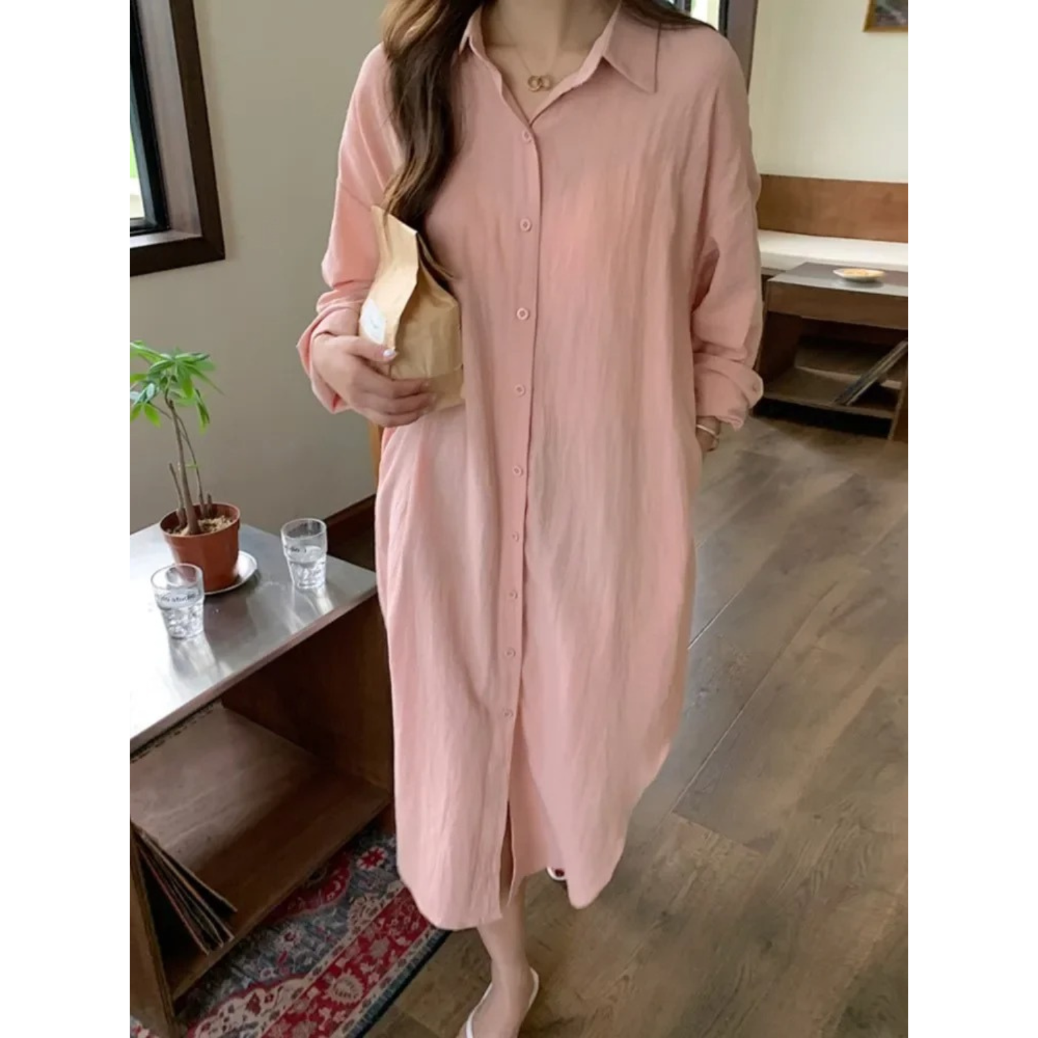 Women’s jacket with a button placket, loose fit and long length - J&B; - 2 - London-stylehouse.com