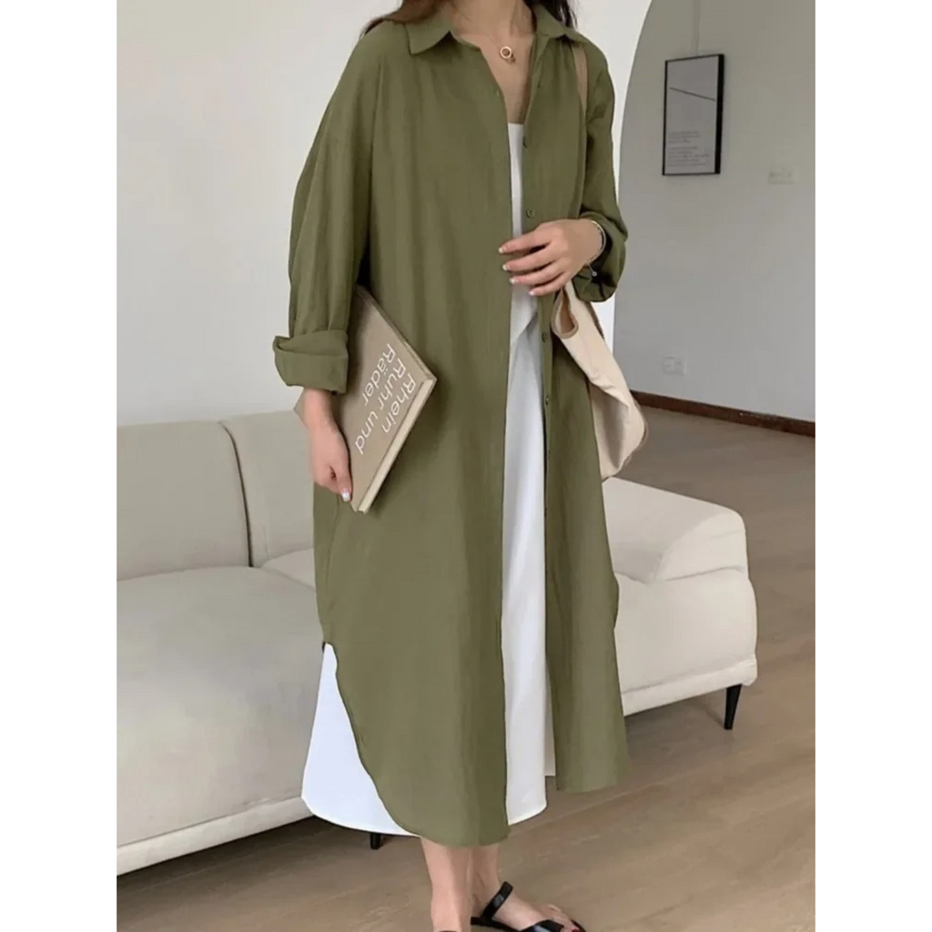 Women’s jacket with a button placket, loose fit and long length - J&B; - 3 - London-stylehouse.com