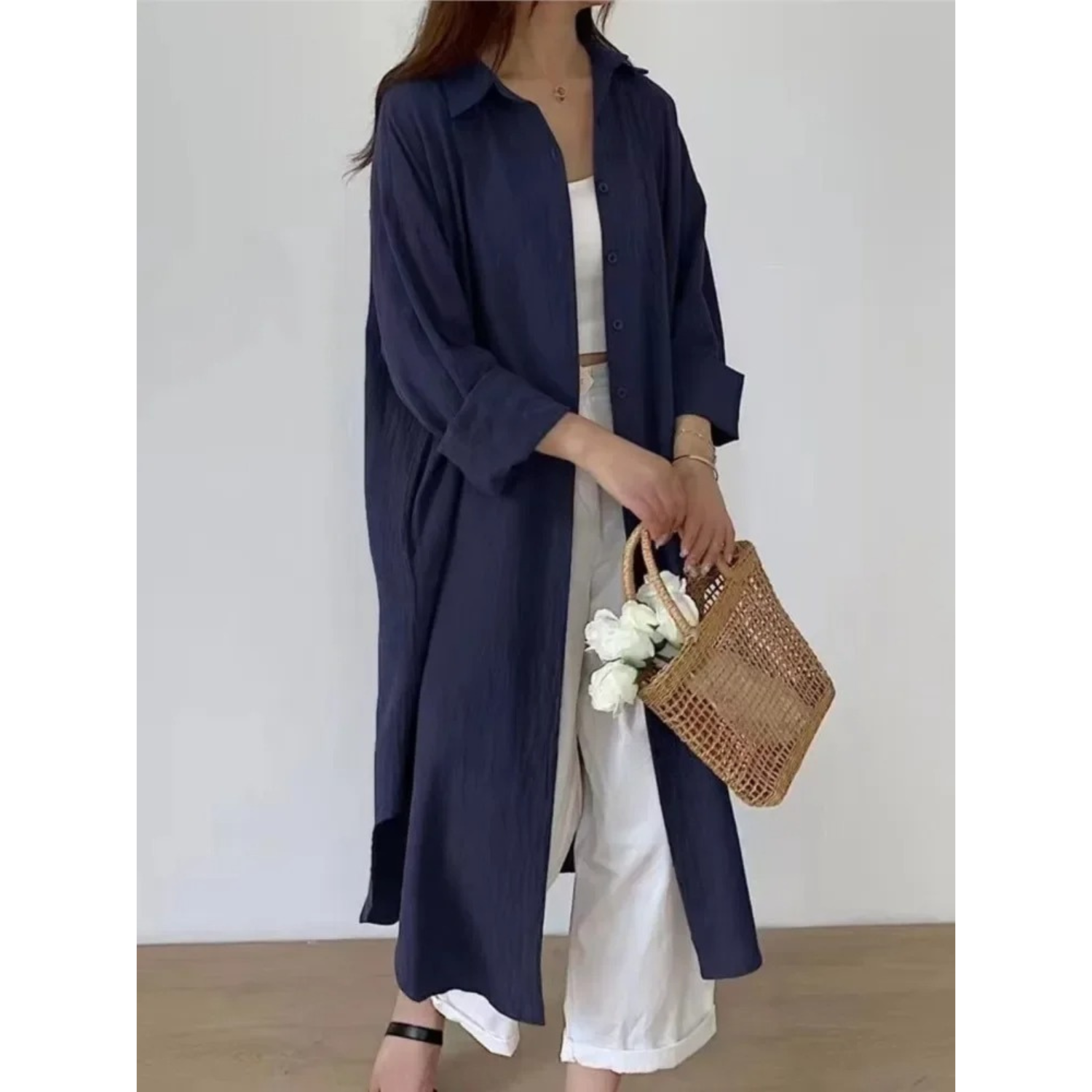 Women’s jacket with a button placket, loose fit and long length - J&B; - 4 - London-stylehouse.com