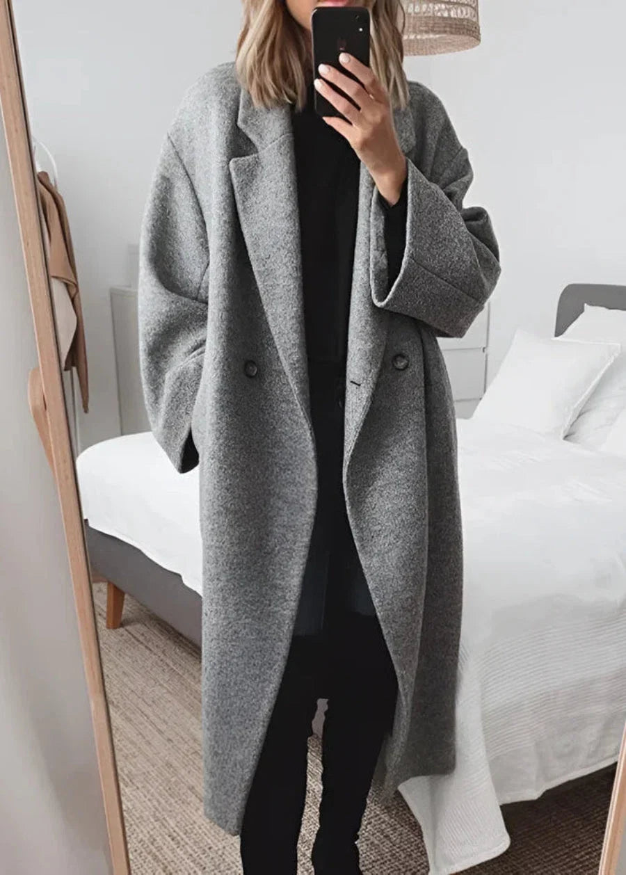 Oversized women’s coat with a textured look and wide lapels - J&B; - 4 - London-stylehouse.com