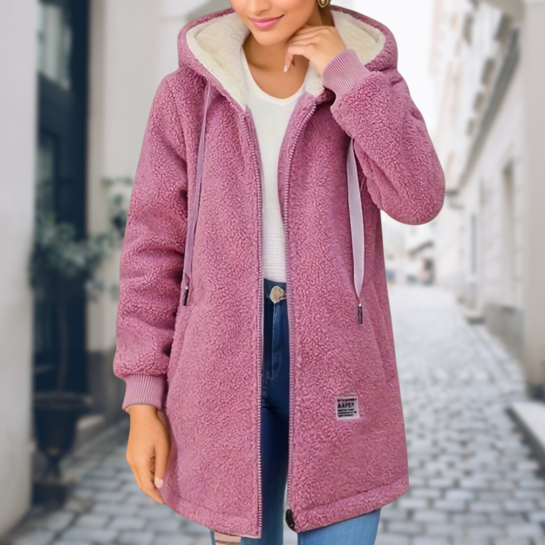 Sophie – Hooded Teddy Fleece Longline Jacket Womenswear