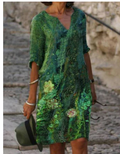 Marie – Women Floral V-Neck Midi Dress - Image 1