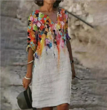 Marie – Women Floral V-Neck Midi Dress - Image 4