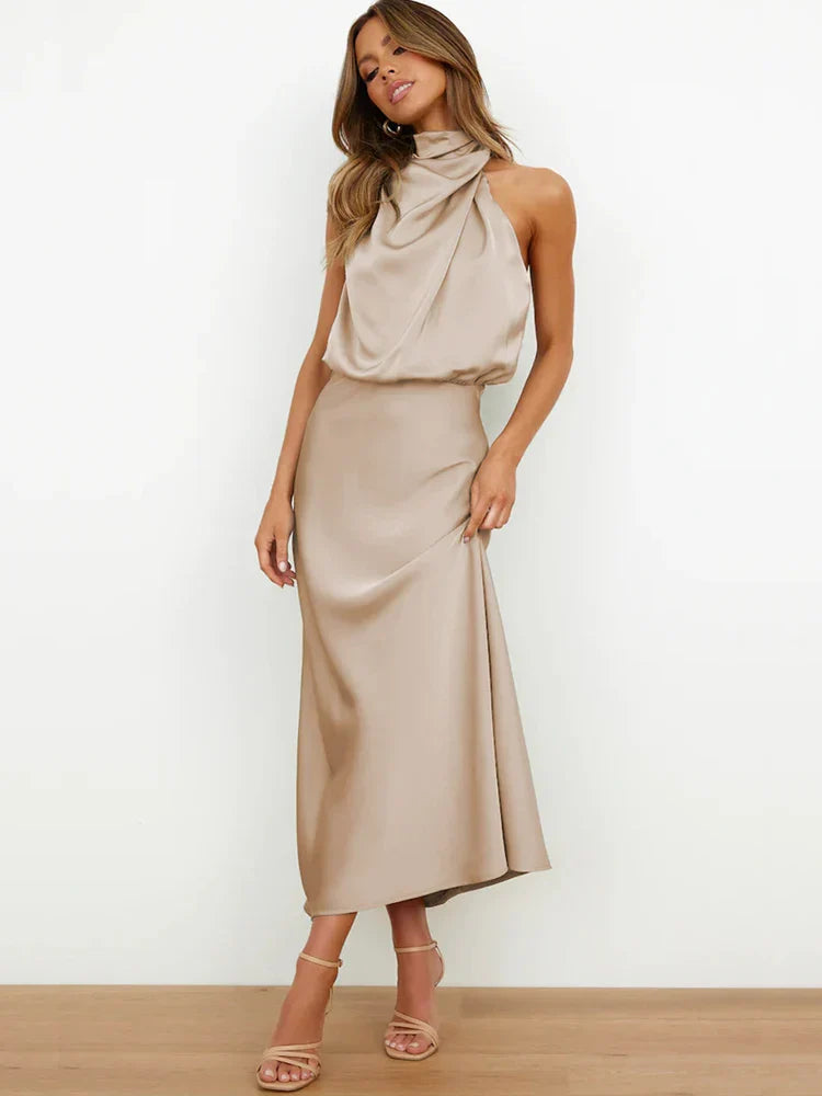 Susanne – Women Elegant with Draped Neckline Dress - Image 1