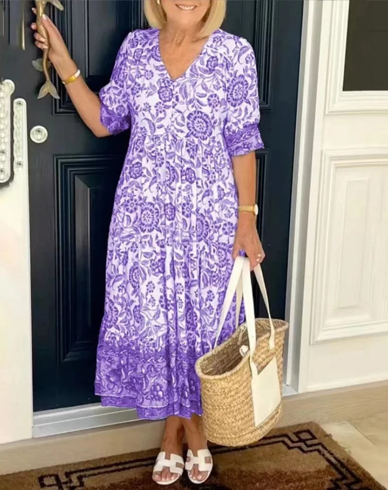 Charlotte – Elegant V-Neck Floral Dress for Women - Image 7