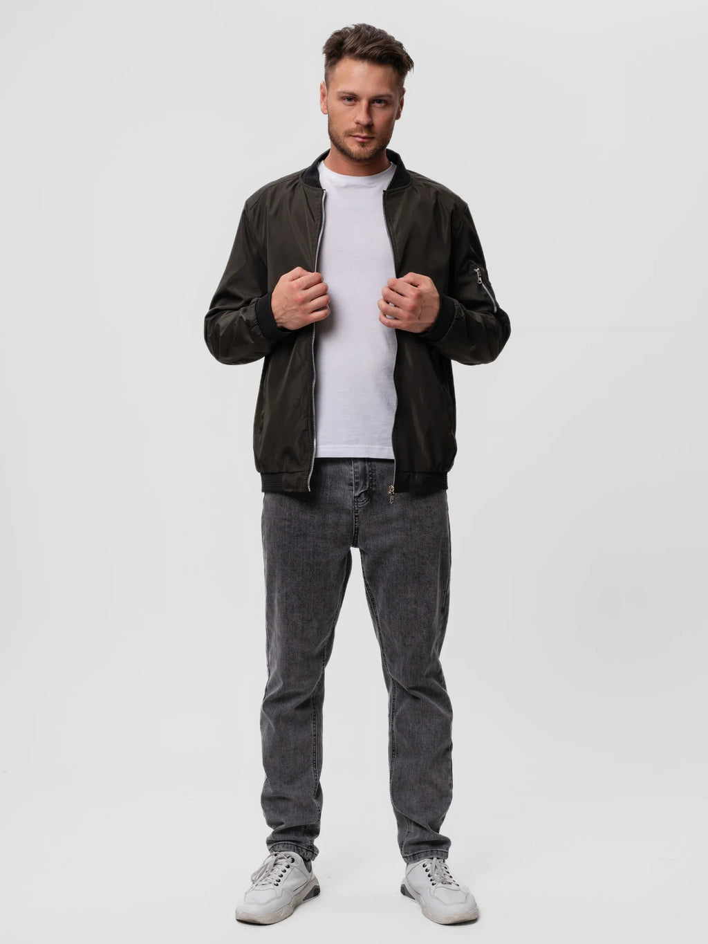 Men’s slim-fit bomber jacket with zip - J&B; - 5 - London-stylehouse.com