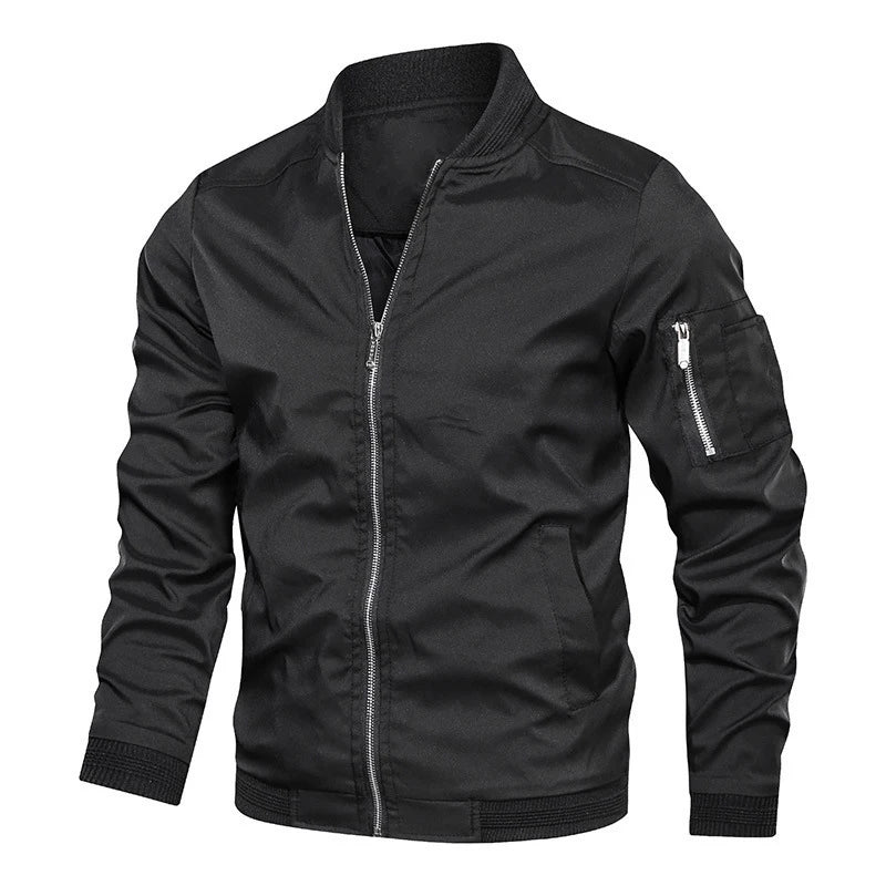 Men’s slim-fit bomber jacket with zip - J&B; - 14 - London-stylehouse.com