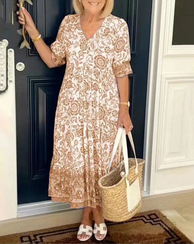 Charlotte – Elegant V-Neck Floral Dress for Women - Image 9