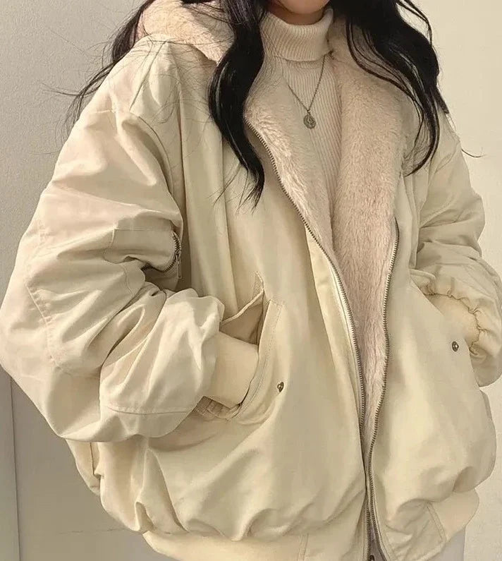 Oversized down jacket for women with a soft faux fur lining - J&B; - 4 - London-stylehouse.com