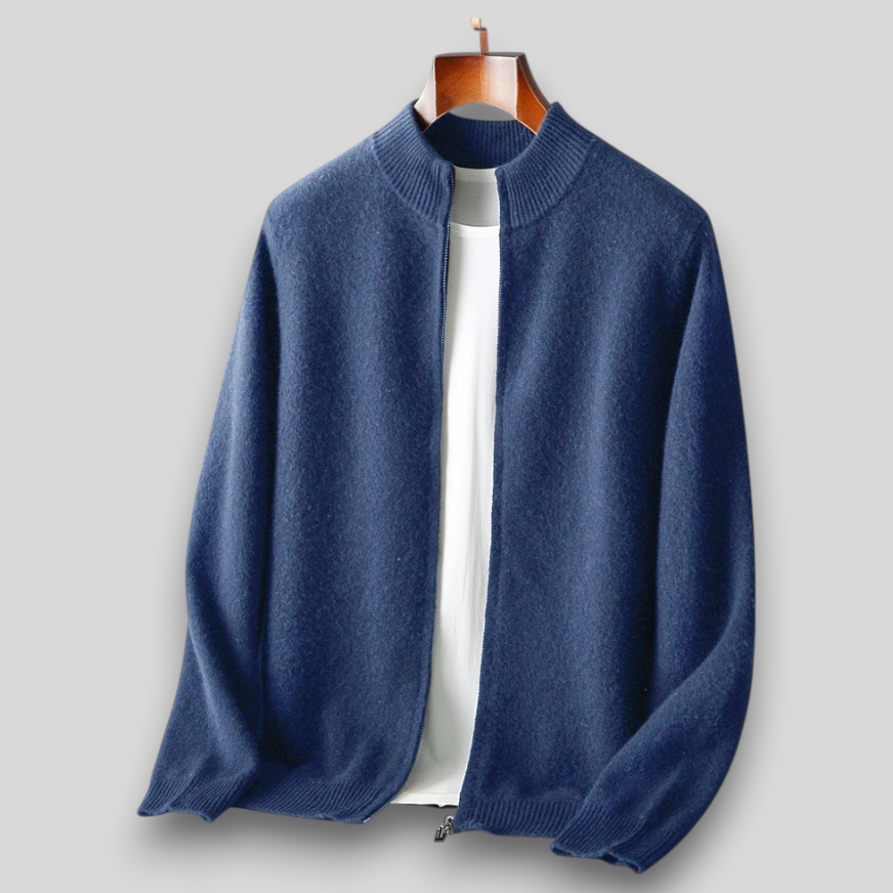 Men’s bomber jacket with a soft texture and front zip - J&B; - 5 - London-stylehouse.com