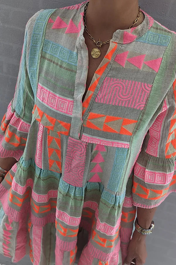 Annemarie – Geometric Print Tiered Dress - Image 4