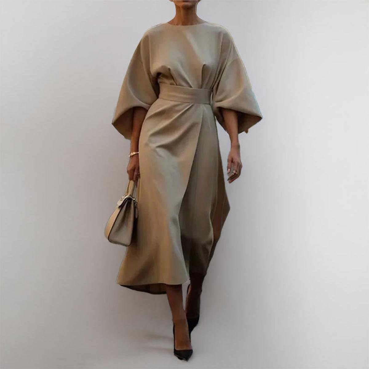 Paula – Elegant Satin Batwing Sleeve Dress for Women - Image 7