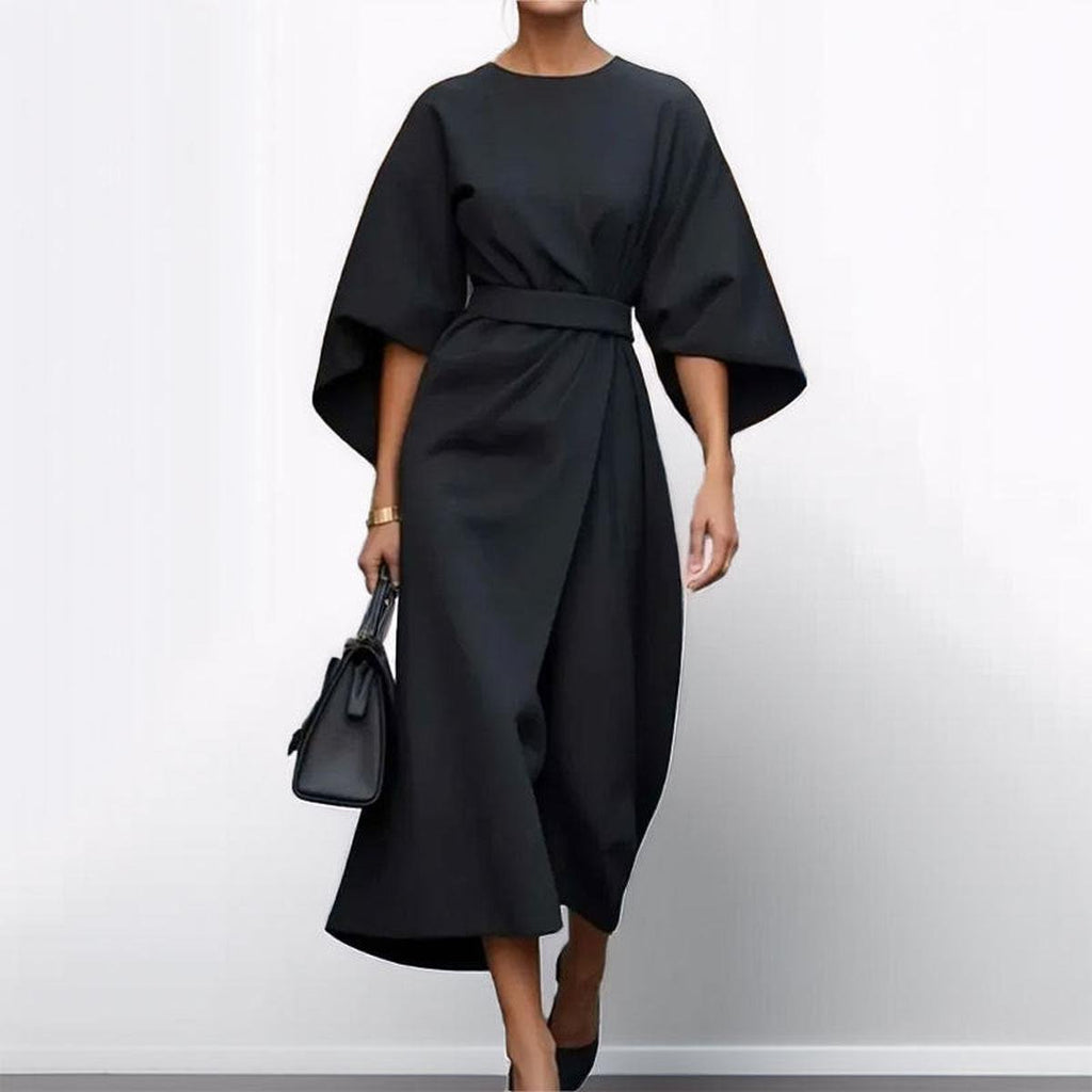 Paula – Elegant Satin Batwing Sleeve Dress for Women - Image 3