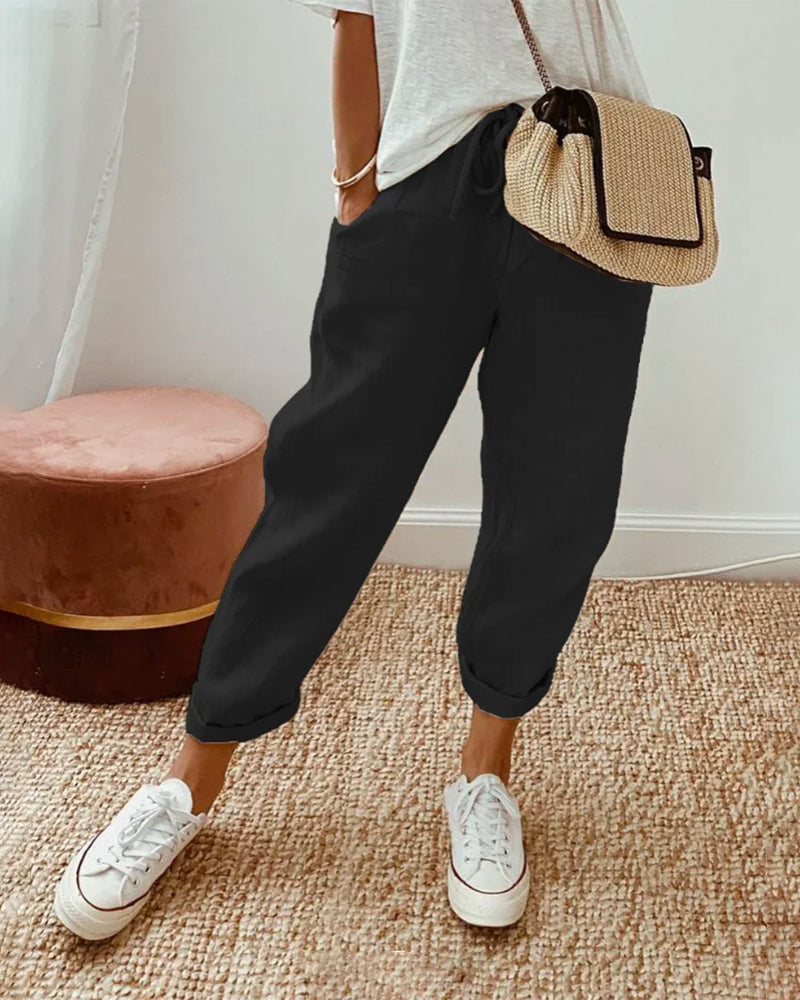 Sophia – Lightweight Anti-Sweat Linen Trousers - Image 3