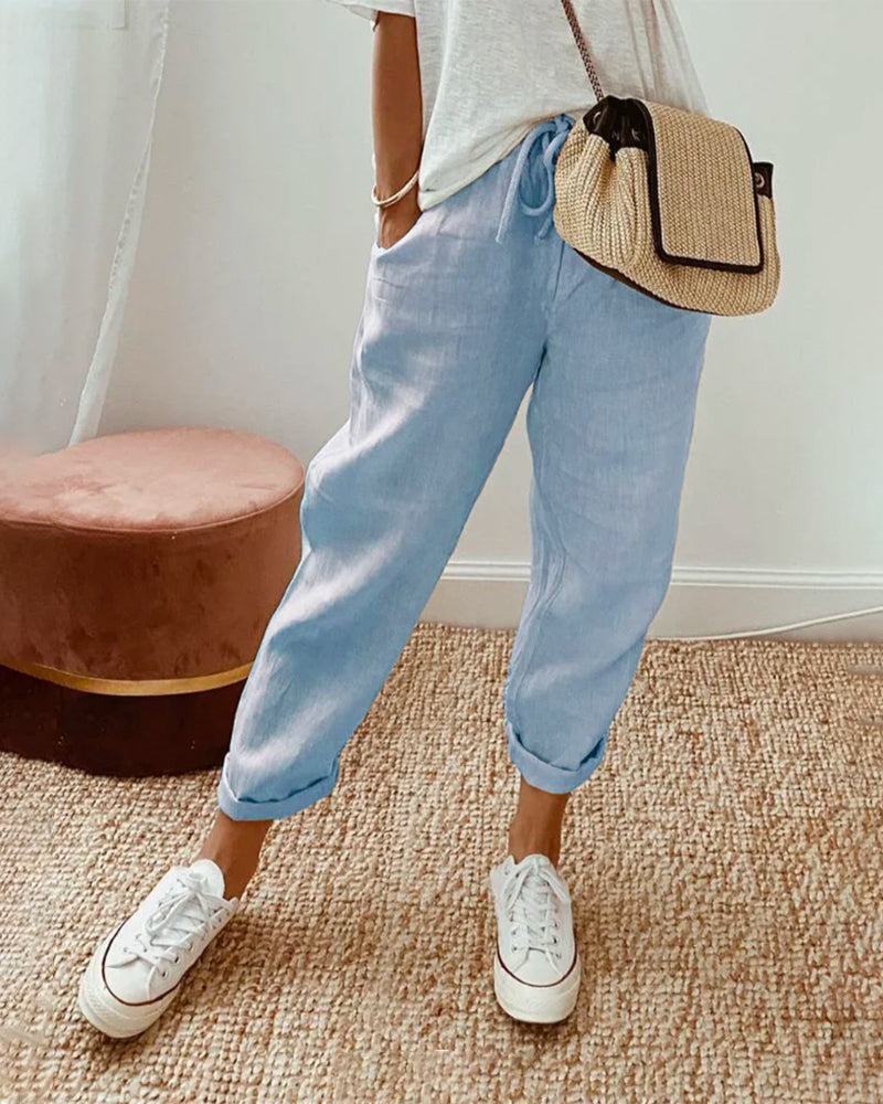 Sophia – Lightweight Anti-Sweat Linen Trousers - Image 4