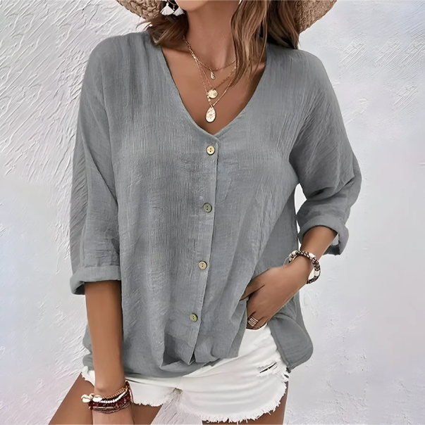 Emma – Women Button-Up Summer Blouse - Image 2