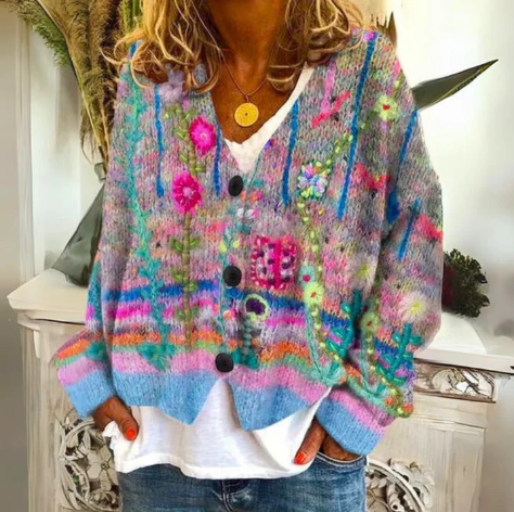 Florence – Artistic Button-Front Knit Cardigan Womenswear