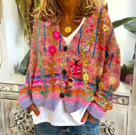 Florence – Artistic Button-Front Knit Cardigan Womenswear
