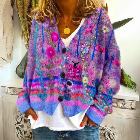 Florence – Artistic Button-Front Knit Cardigan Womenswear